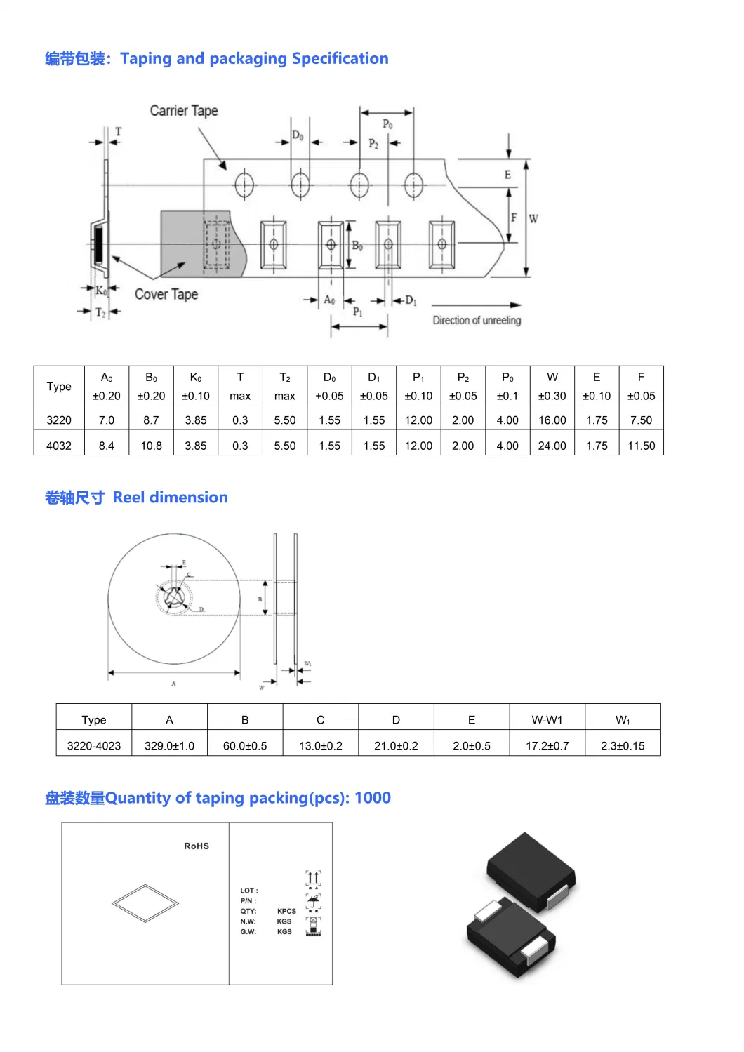 Plastics Packaging Negative Temperature Coefficient Thermistor Ntc SMD 3220 Surge Suppression